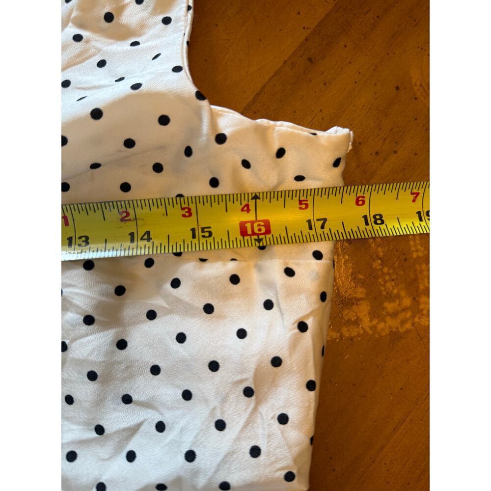 Sinsay Satin Polka Dot Maxi Dress Sleeveless V Neck Elegant Retro White Medium - Picture 14 of 15